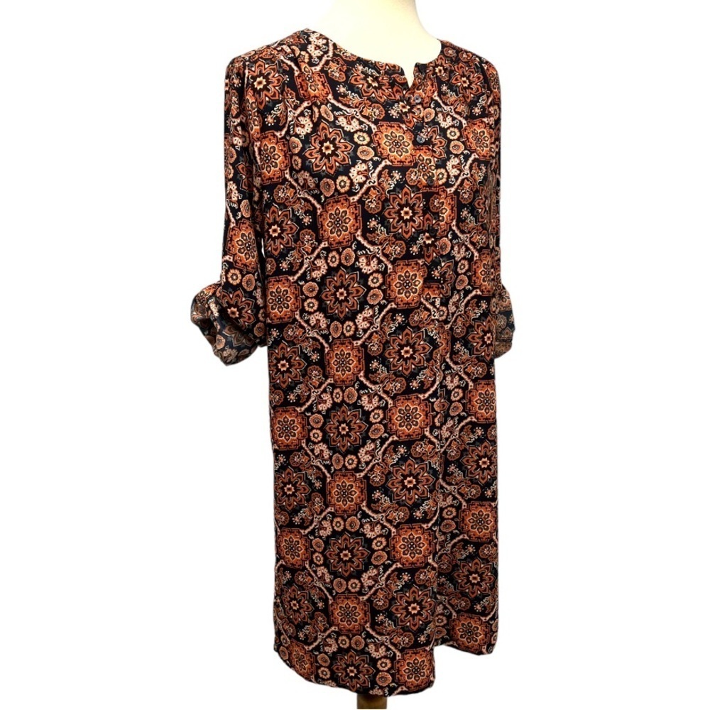 Loft Outlet Floral Long Tab Sleeve Shift Dress Womens Medium - Picture 9 of 12
